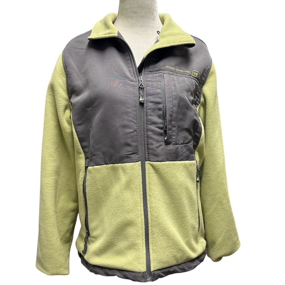 FREE COUNTRY Ladies Bright Green Fleece Zip Jacket M